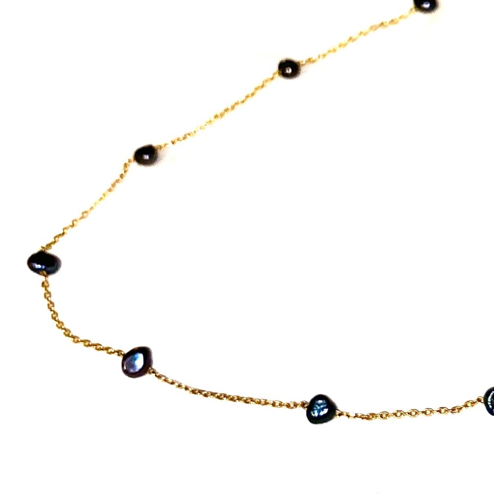 Tahitian Black Pearl Station Necklace